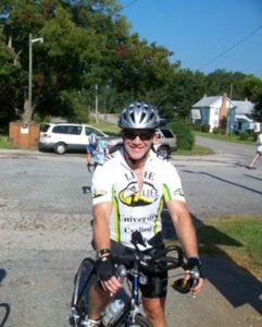 Doctor Ward competing in the Covington Century (100 mile biking event).