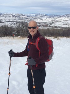 DTW-7-Snowshoeing Doctor Ward snowshoeing and enjoying an active life in Colorado.